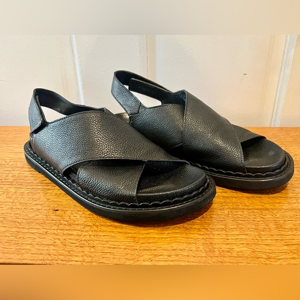 Homers Black Leather Sandals
